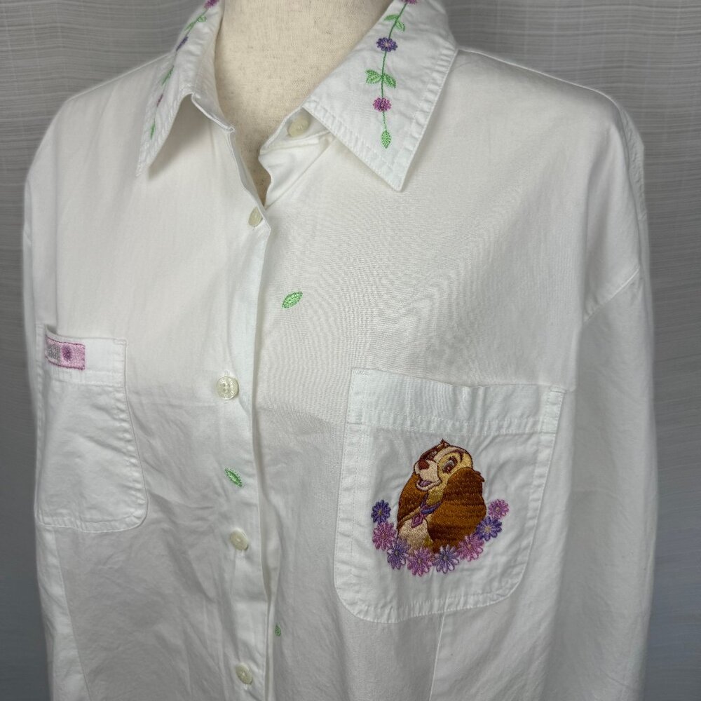 Vintage embroidered Disney button-down with Lady